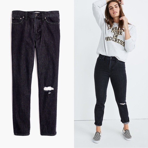 Madewell Denim - Madewell • The Perfect Vintage Jean in Roxstone Wash: Knee-Rip Edition black